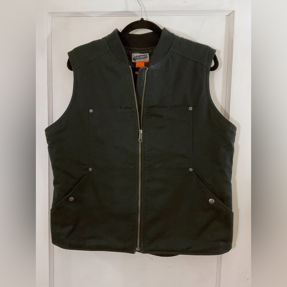 Duluth Trading Company 40 Grit Warm Black Quilted Jeans Work Vest Men’s Large